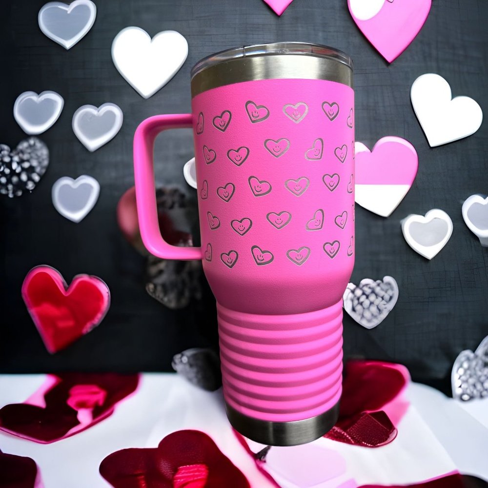 Happy Hearts - 20 oz Handle Tumbler